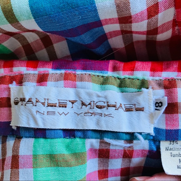 Vintage 1980’s Bright Plaid Button Up Shirt Sz Sm - Picture 5 of 5